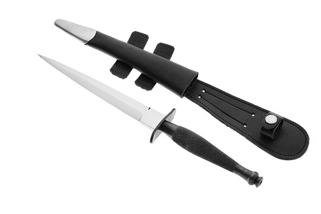 Fairbairn Sykes Commando Knife, 1st Pattern - Black Handle, Bright Blade