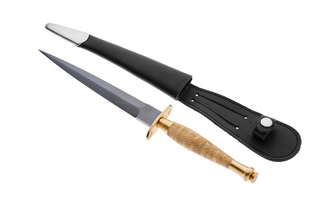 Fairbairn Sykes Commando Knife, 1st Pattern - Brass Handle, Black Blade