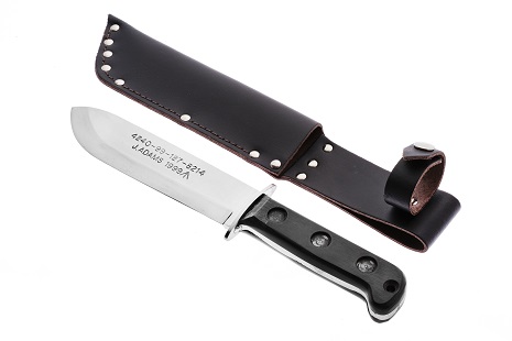 Survival Knife, Black Handle, Bright Blade