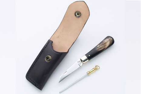 Lamb Foot Pocket Knife  in Wallet, Buffalo Handle